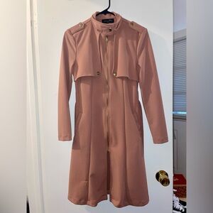 Love Tree Blush Trench Coat with Gold Accents